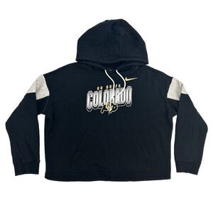 Colorado Buffalos Sweatshirt Women's L Black Gray Nike Long Sleeve Hoodie Fleece